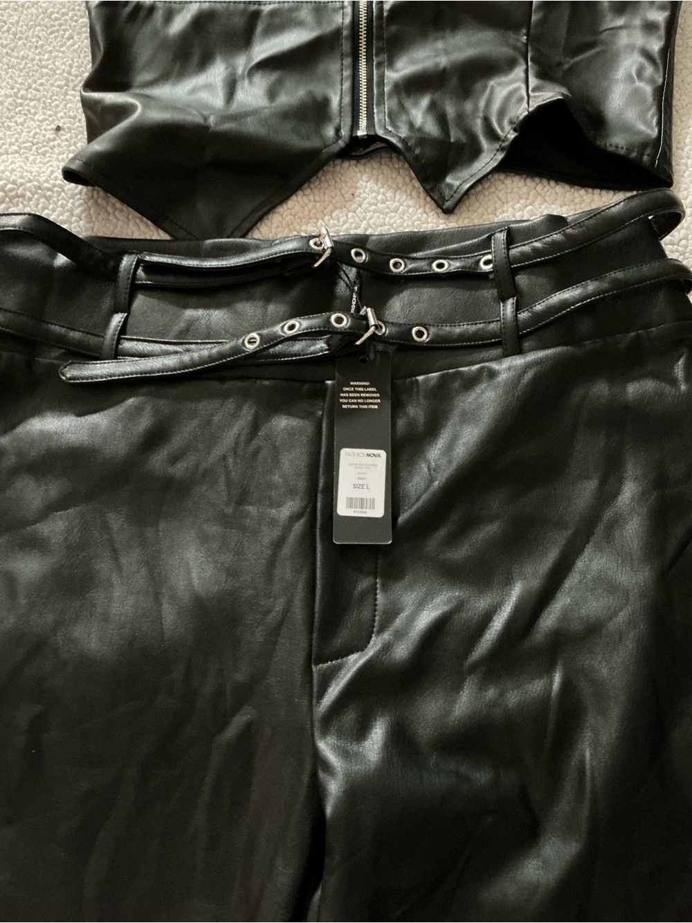 Fashion Nova Black Faux Leather High-Waist Skinny Pants - Picture 6 of 7